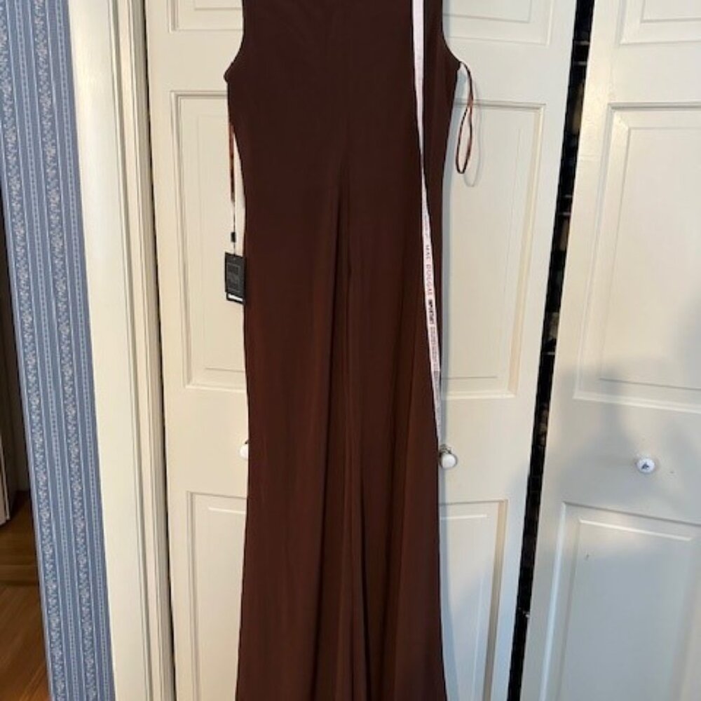 MAC DUGGAL Dress Size 10 Evening Gown NEW Chocolate Brown Faux Wrap V Neck - Picture 5 of 7